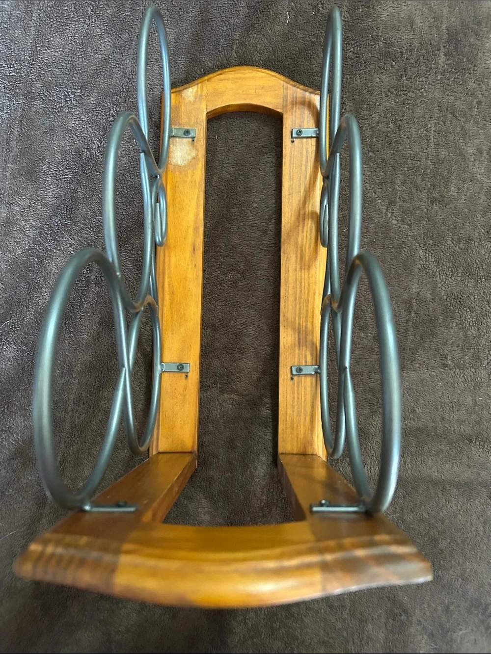 Wood and Metal Wine Rack - Brown Wood with Gray Metal Accents